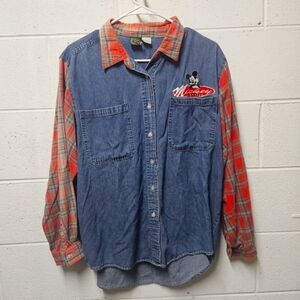 Womens Vintage MICKEY Jean/flannel Shirt Size Large